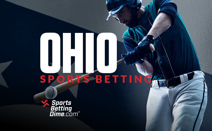 Ohio sports betting baseball player swinging bat hitting ball blue white jersey